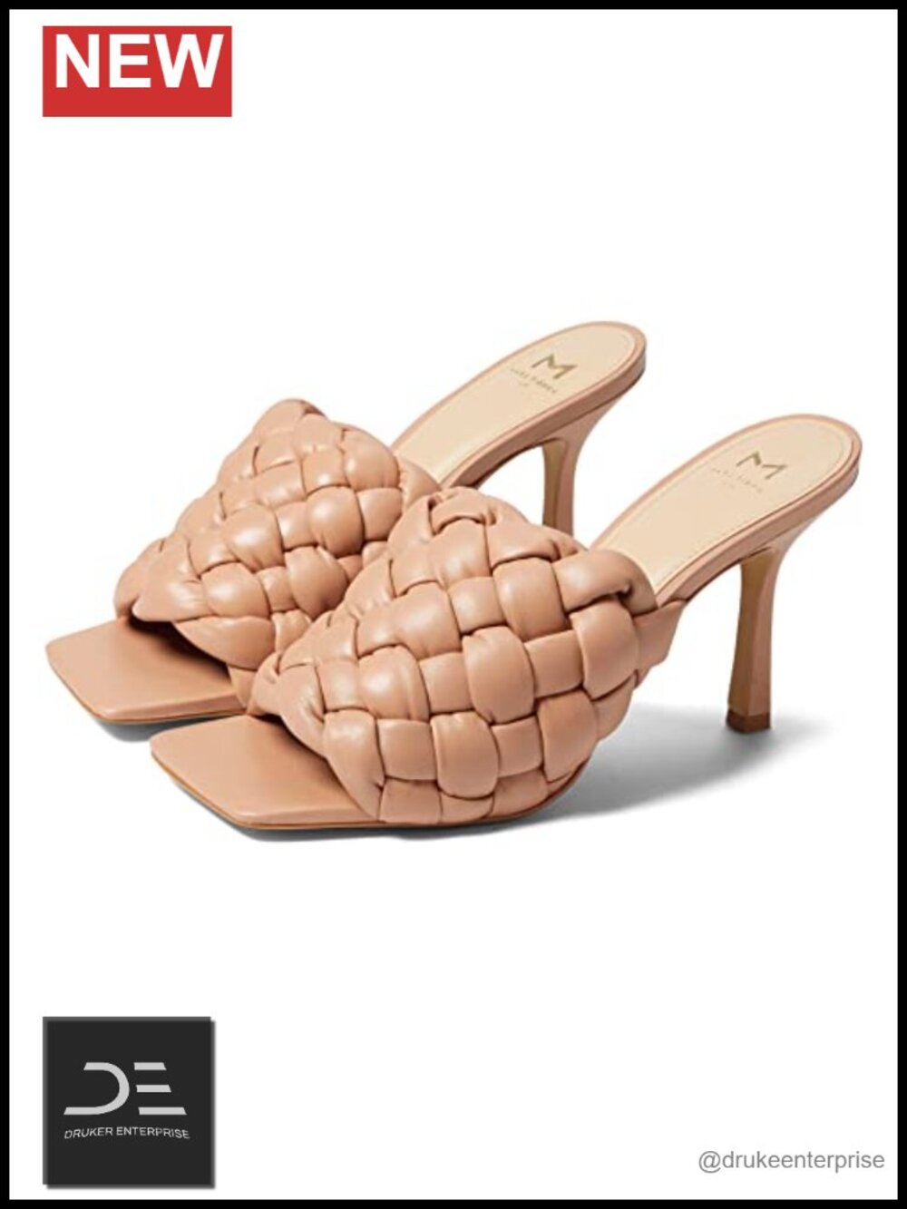 Women's Heeled Sandals Leather Stiletto Ankle Strap Slip On (Size)